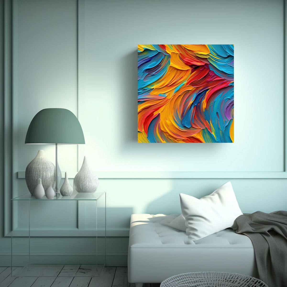 GENERICO - Tela En Bastidor Imagen Floral Con Pinceladas 100x100 Cm