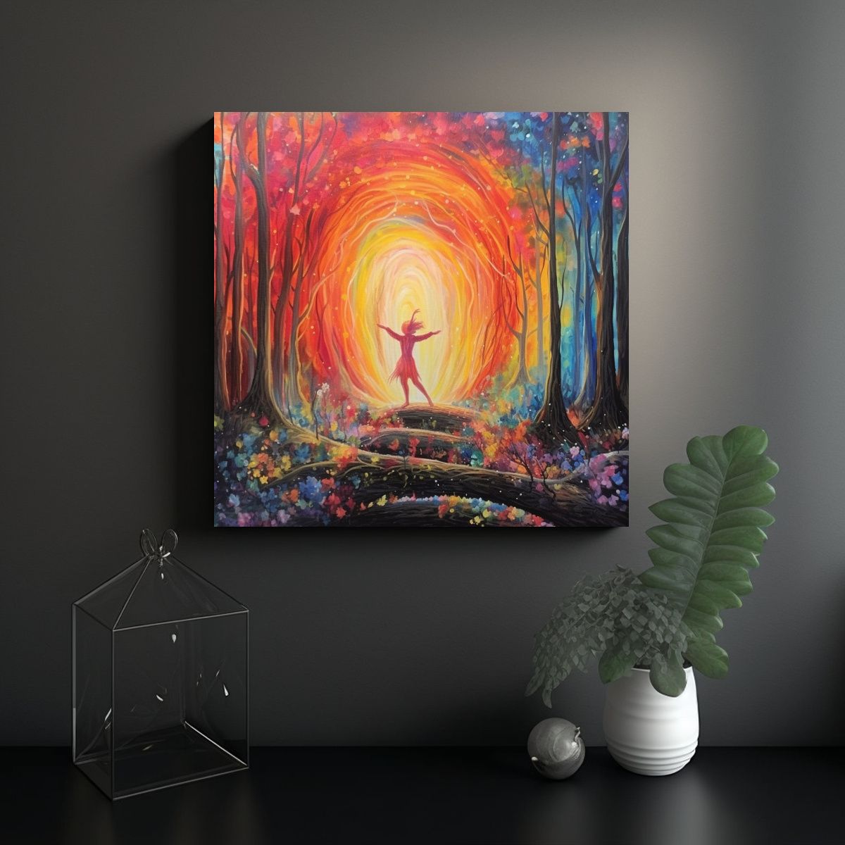 GENERICO - Pintura Decorativa Bruja Coral Bailando Con 100x100 Cm