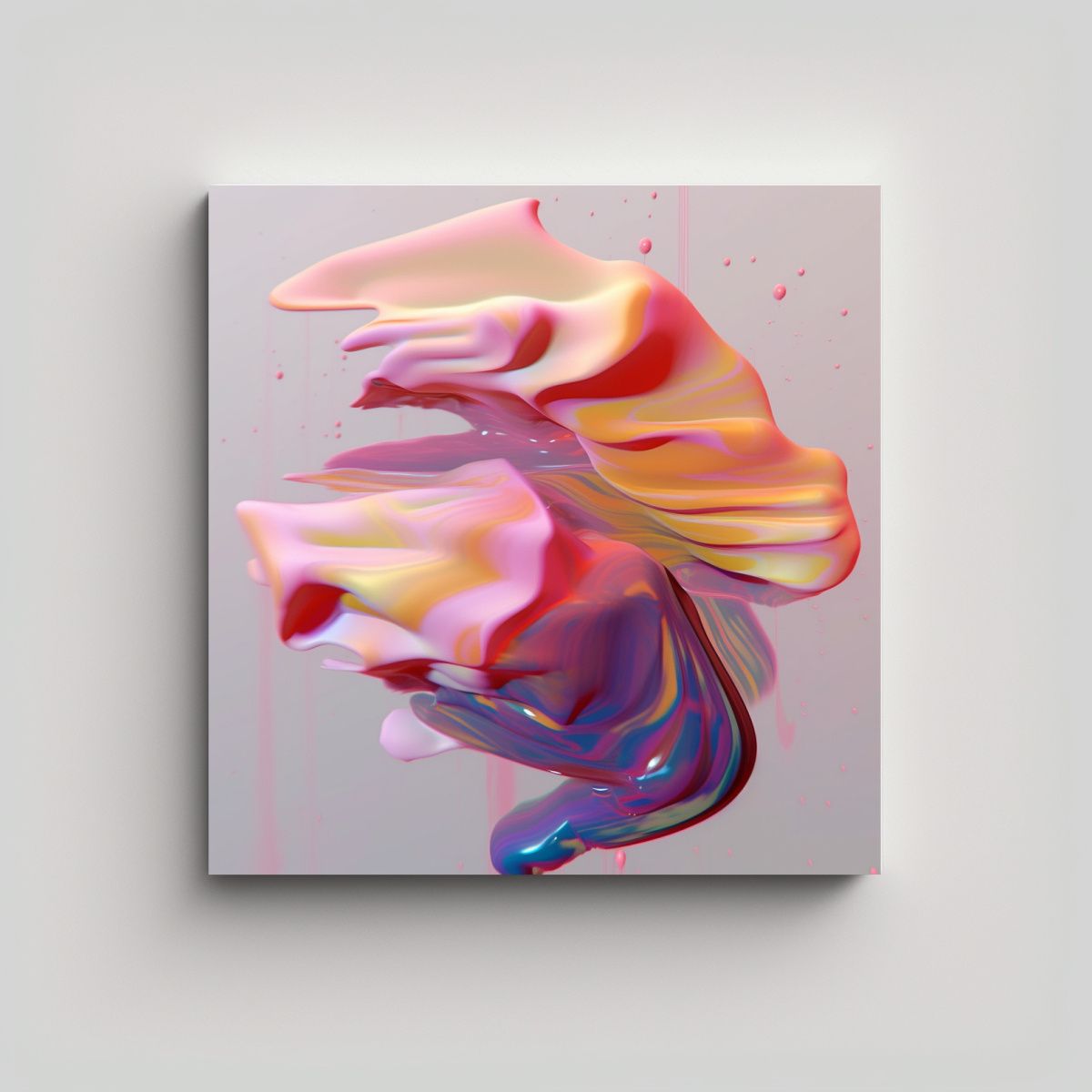 GENERICO - Cuadro Abstracto Con Líneas Finas De Pintura 100x100 Cm