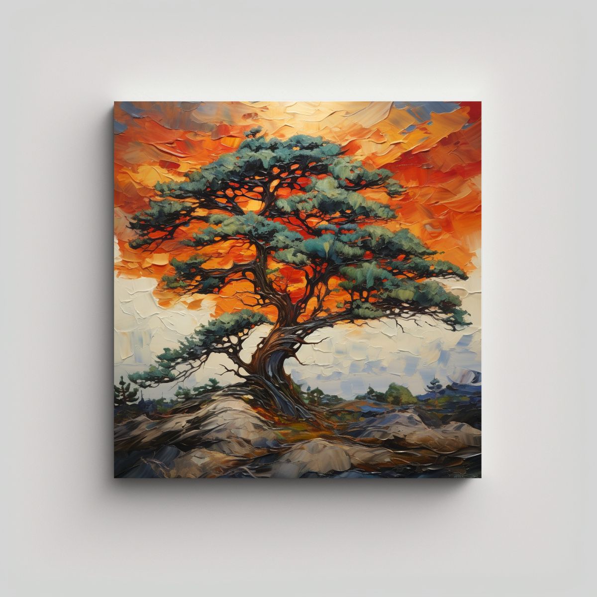 GENERICO - Pintura Abstracta De Ciprés Estrellado En Estilo 100x100 Cm