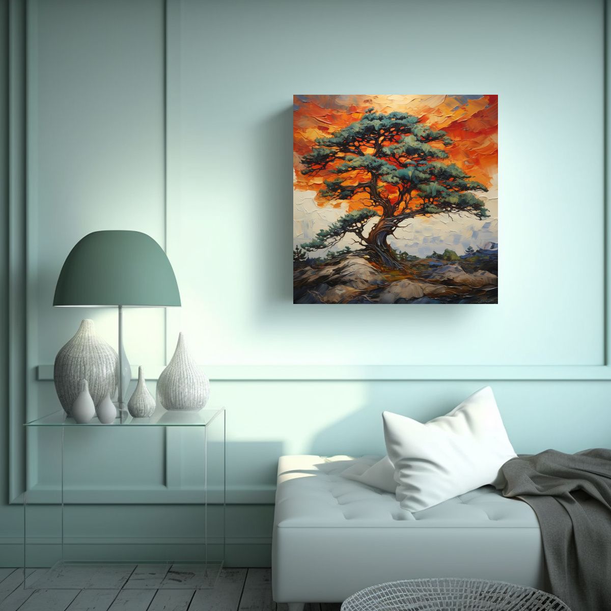 GENERICO - Pintura Abstracta De Ciprés Estrellado En Estilo 100x100 Cm