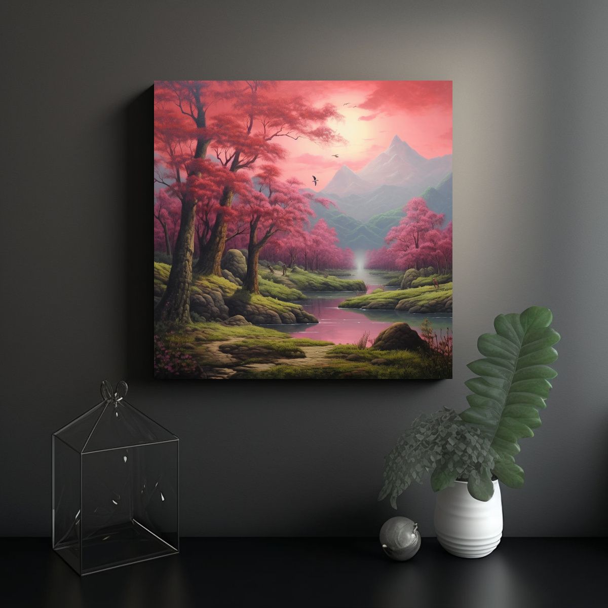 GENERICO - Pintura Paisajística En Lienzo Con Diseño 100x100 Cm
