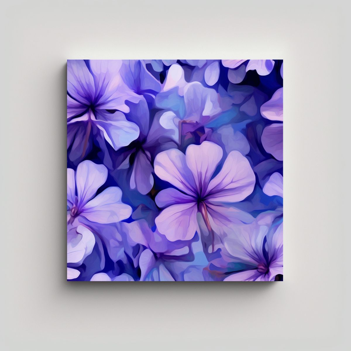 GENERICO - Pinturas Abstractas Florales Lilas Y Geranios En 100x100 Cm