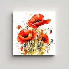 GENERICO - Equilibrio Abstracción Lienzo De Amapolas En 100x100 Cm