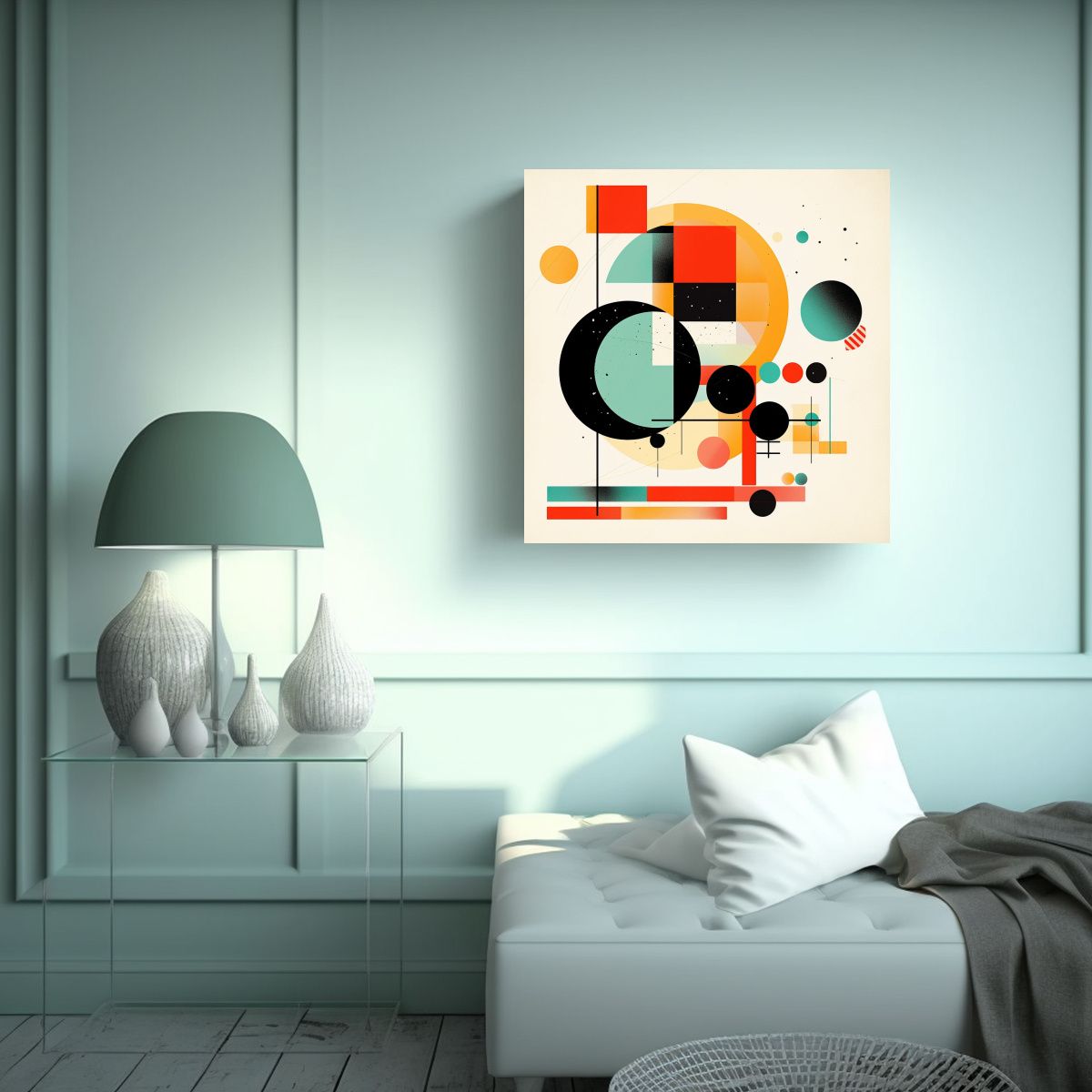 GENERICO - 1 Cuadro Abstracto De Formas Geométricas En 100x100 Cm