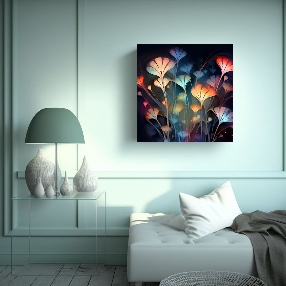 GENERICO - Cuadros De Oficina Con Arte Calido Y Flores 100x100 Cm