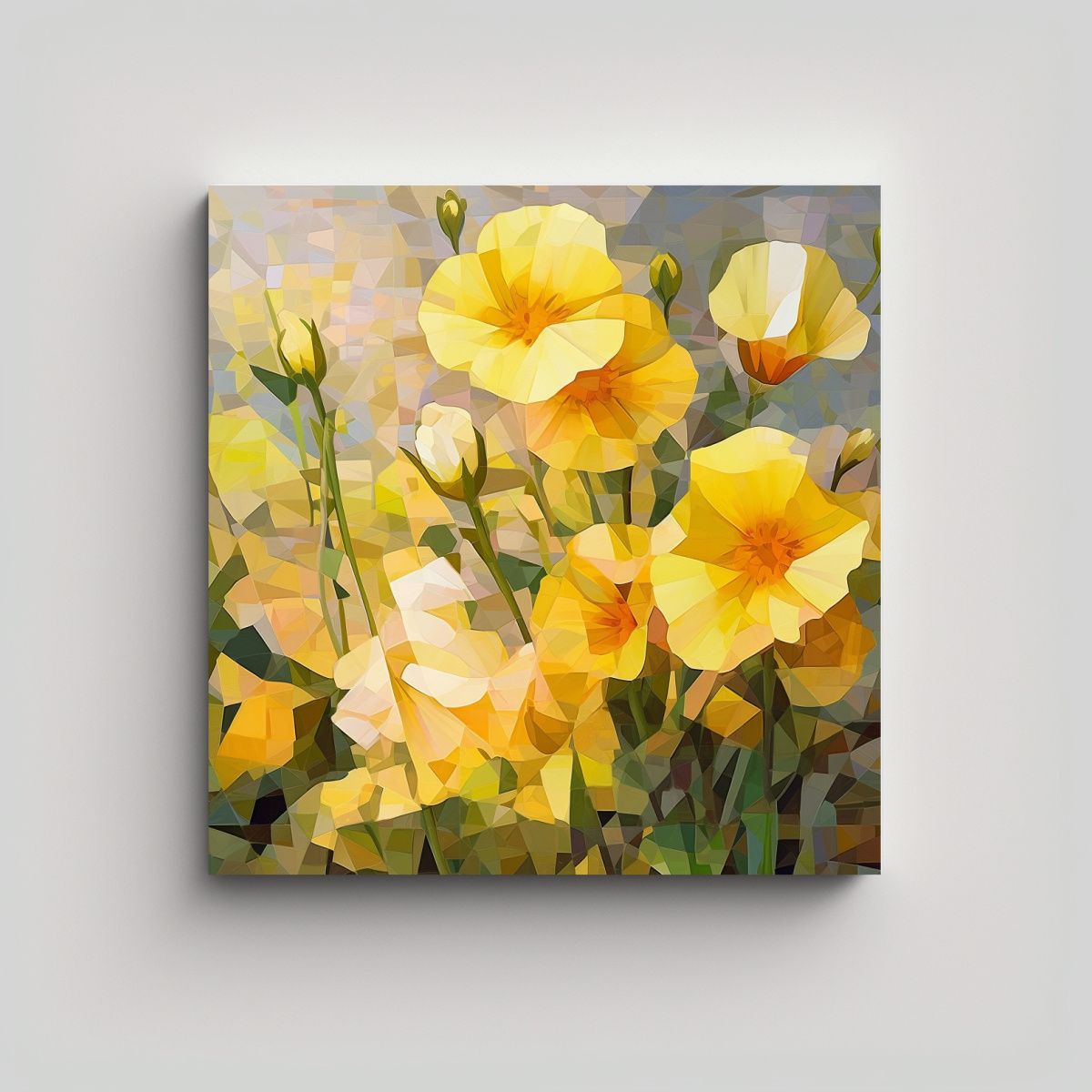 GENERICO - Cuadro Lienzo Tela Impreso Flores Amarillas Jara 100x100 Cm