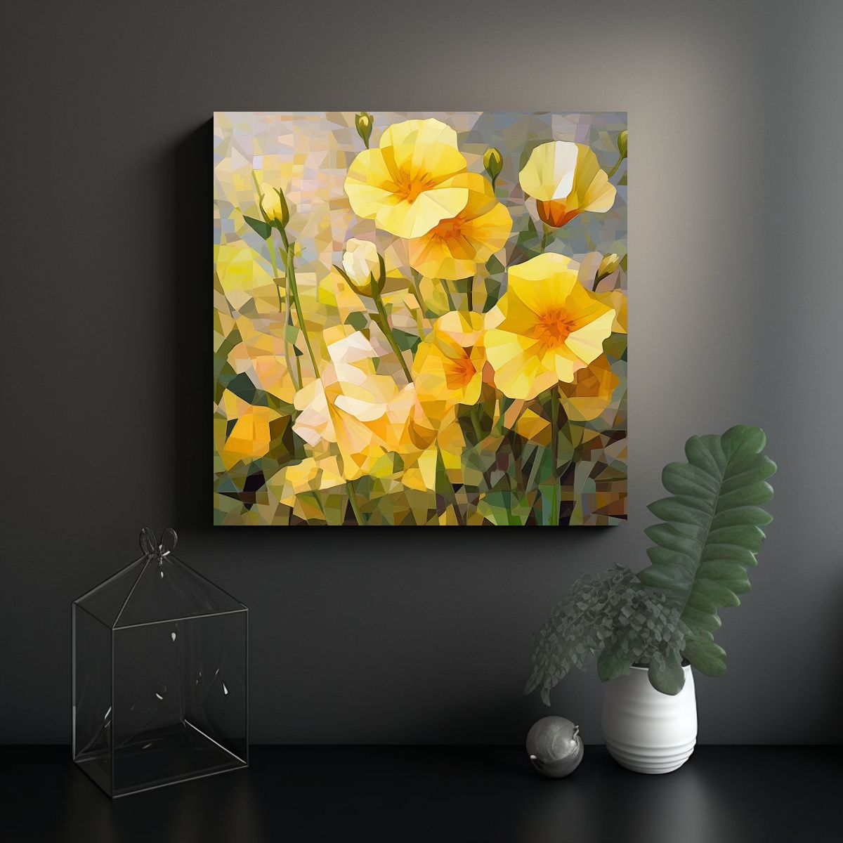 GENERICO - Cuadro Lienzo Tela Impreso Flores Amarillas Jara 100x100 Cm