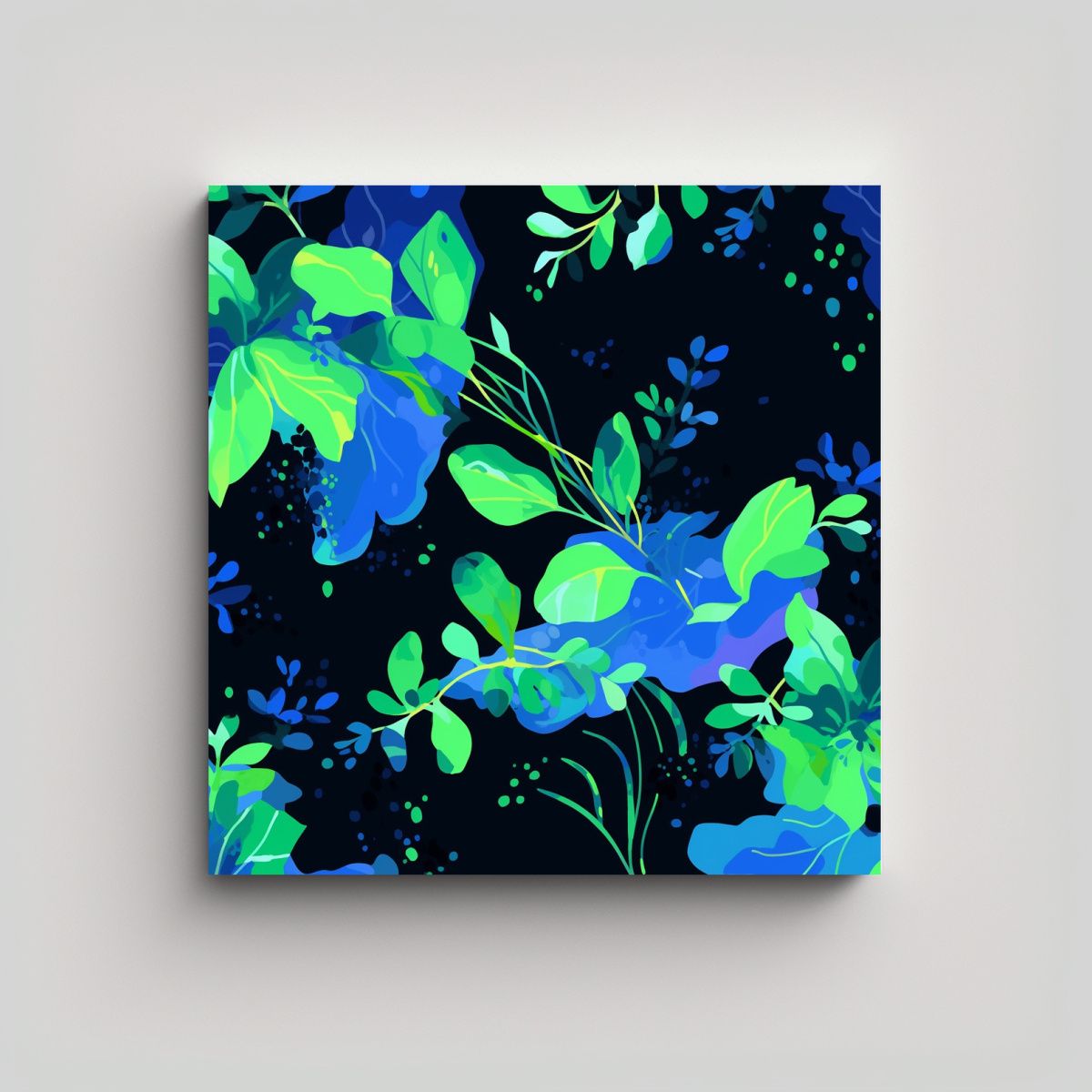 GENERICO - Pintura Mural Vintage En Tonos Verde Y Azul Con 100x100 Cm