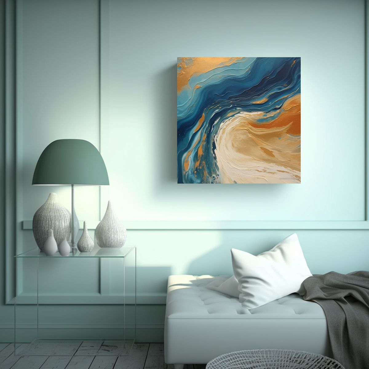 GENERICO - Pintura Marina Abstracta Juvenil En Bastidor 100x100 Cm