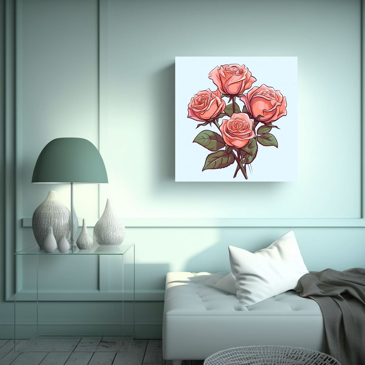 GENERICO - Pintura Decorativa Rosa Rosa Dibujos Animados 100x100 Cm