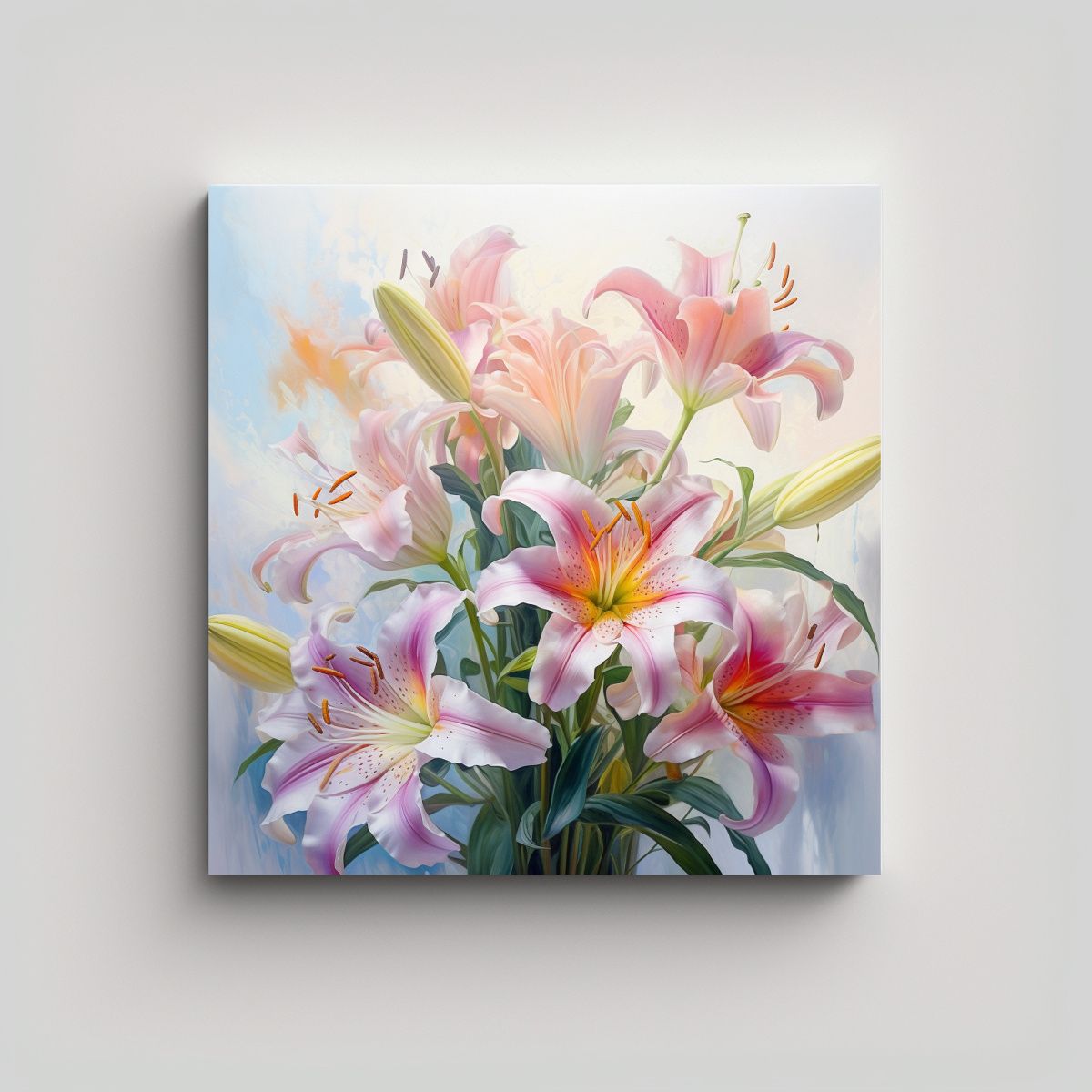 GENERICO - Arte De Pared Minimalista Lirios Pastel En Fondo 100x100 Cm