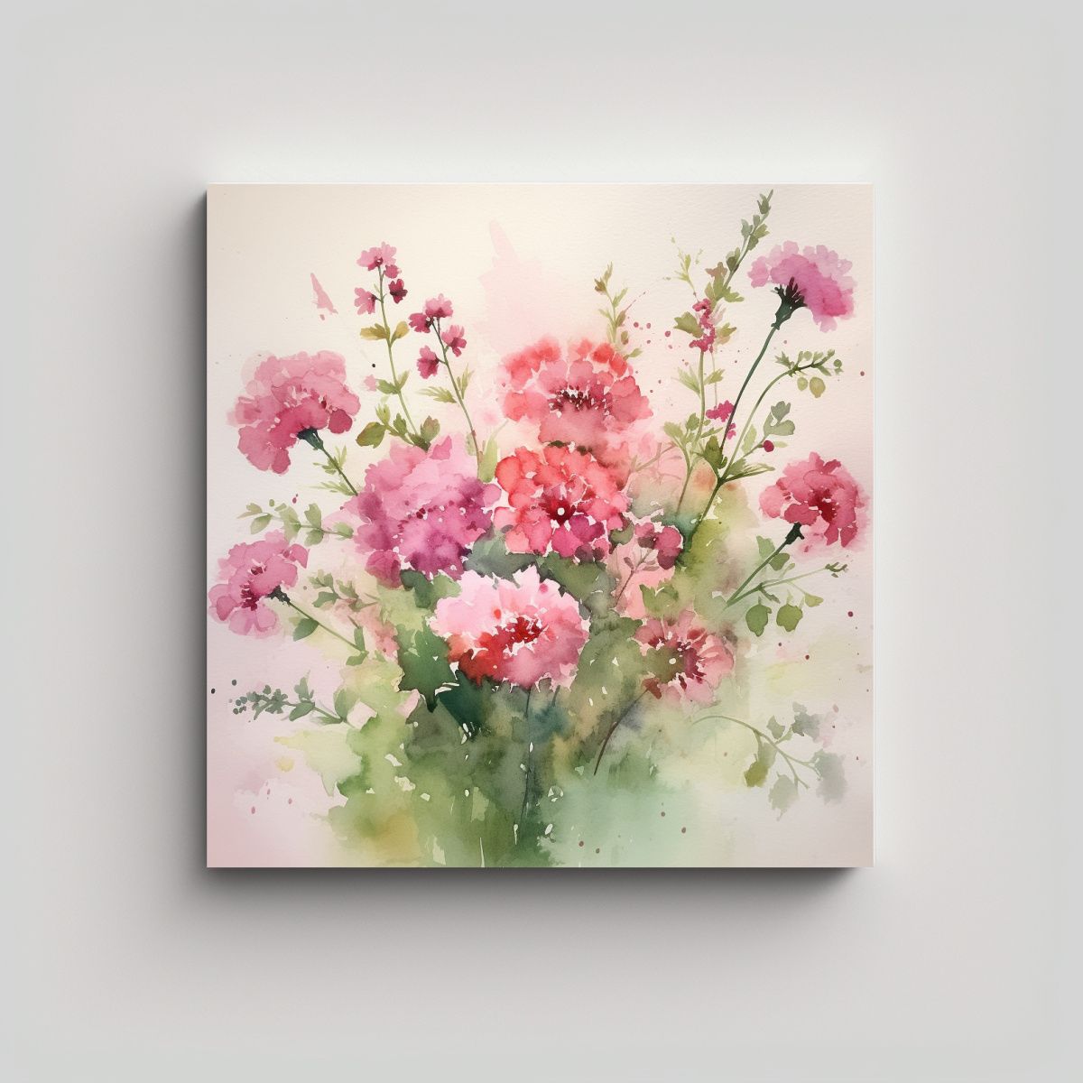 GENERICO - Lienzo Moderno De Cocina Acuarela De Flores 100x100 Cm