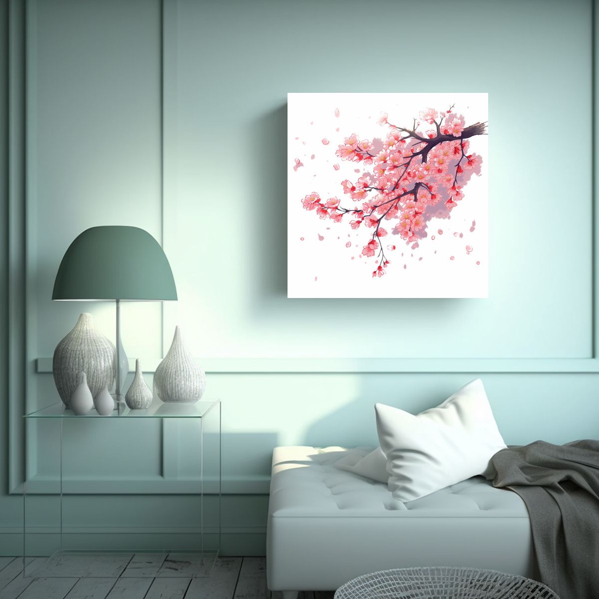 GENERICO - Cuadro De Baño Estilo Anime Con Cerezos En 100x100 Cm