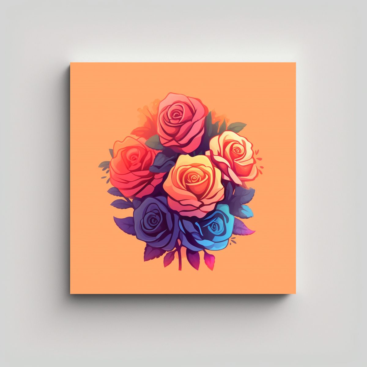 GENERICO - Silueta De Rosas En Lienzo Diseño Artístico 100x100 Cm