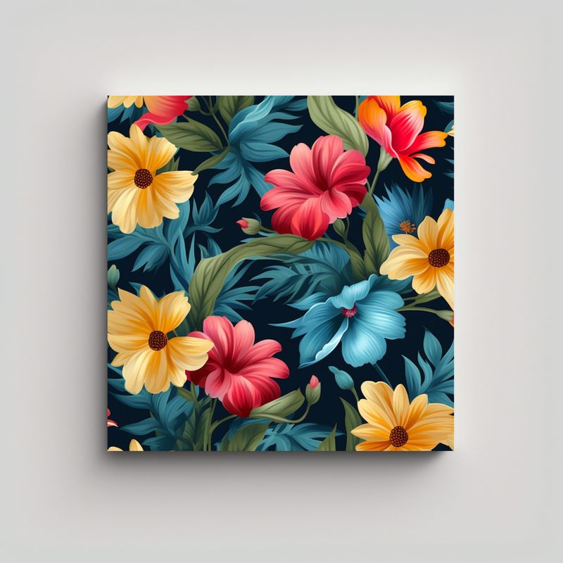 GENERICO - Lienzo Decorativo Con Patrón Floral Brillante Y 100x100 Cm
