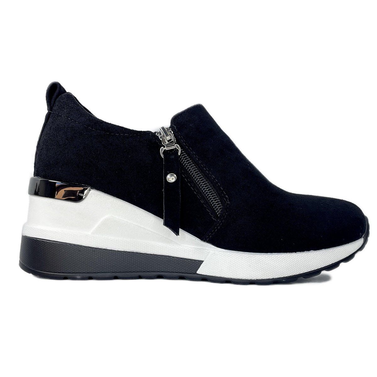 POZATINI - ZAPATILLA PLATAFORMA  NEGRO GAMUZA