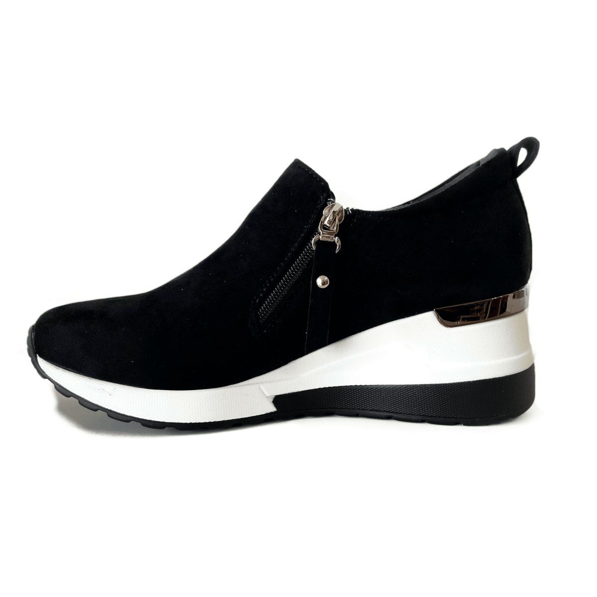 POZATINI - ZAPATILLA PLATAFORMA  NEGRO GAMUZA