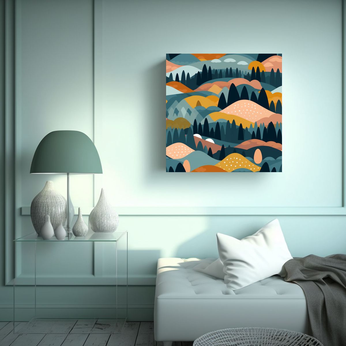 GENERICO - Paisaje Montañas En Expresión Artística Y 100x100 Cm