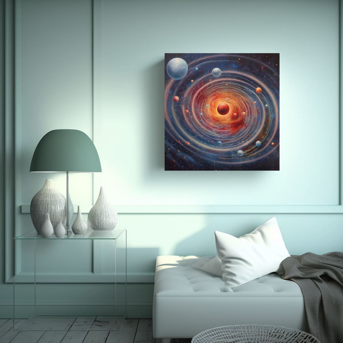 GENERICO - Cuadro Juvenil Galaxia Estrellas Y Planetas 100x100 Cm