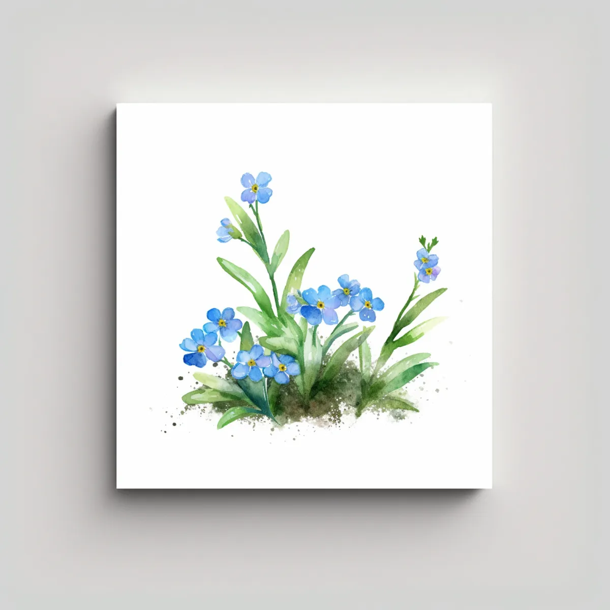 GENERICO - Lienzo Vintage Con Acuarela De Forget-Me-Not En 100x100 Cm