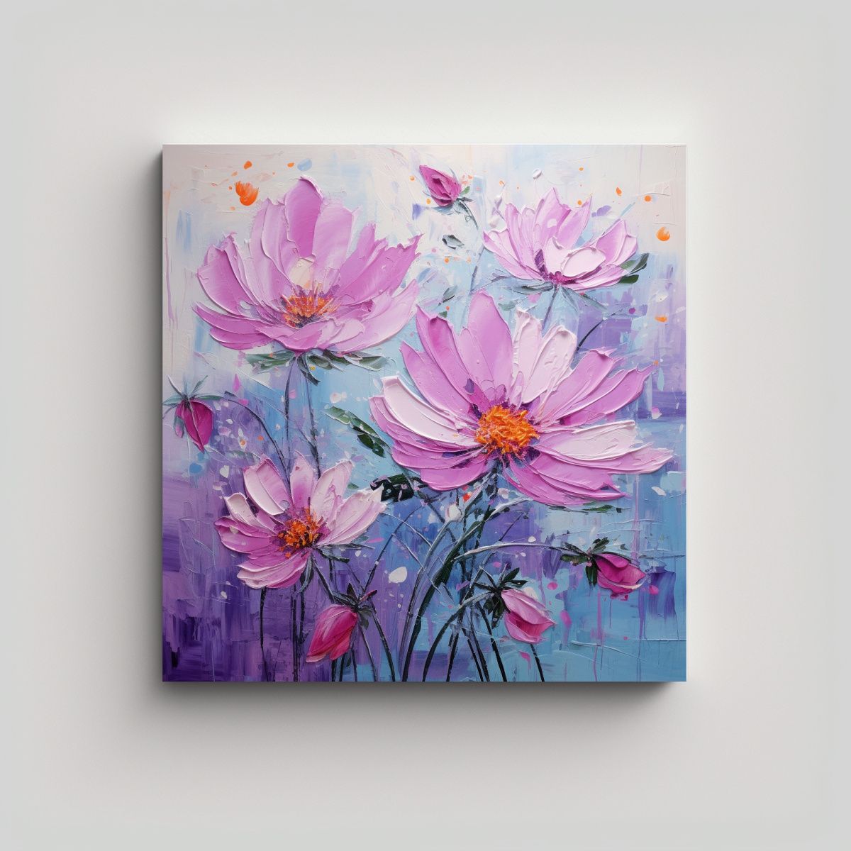 GENERICO - Pintura De Flores En Lienzo Con Detalles En 100x100 Cm