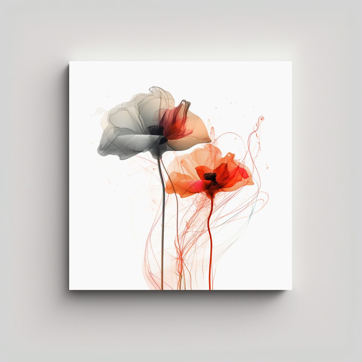 GENERICO - Lienzo Moderno De Flores De Amapola En 100x100 Cm