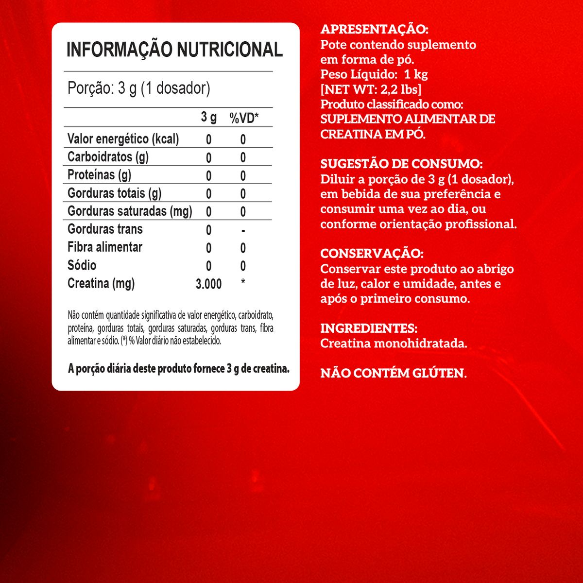 INTEGRALMEDICA - CREATINA MONOHIDRATADA 1KG INTEGRALMÉDICA