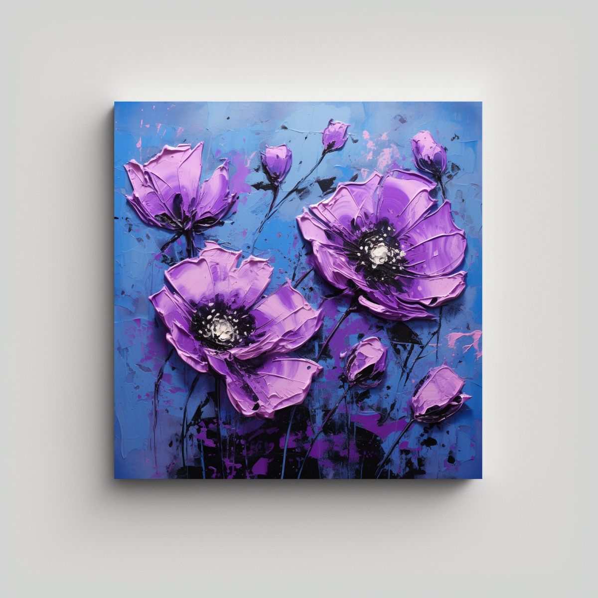 GENERICO - Lienzo Cuadro Impresionante Pintura De Flores 100x100 Cm