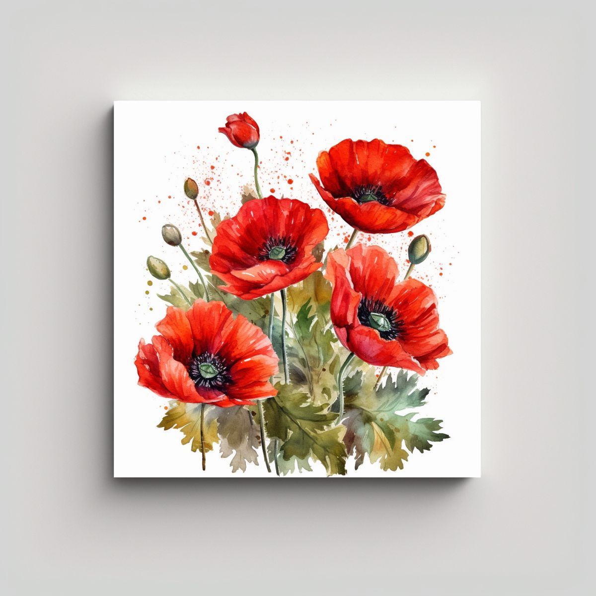 GENERICO - Cuadro Moderno De Simplicidad Con Amapolas Rojas 100x100 Cm