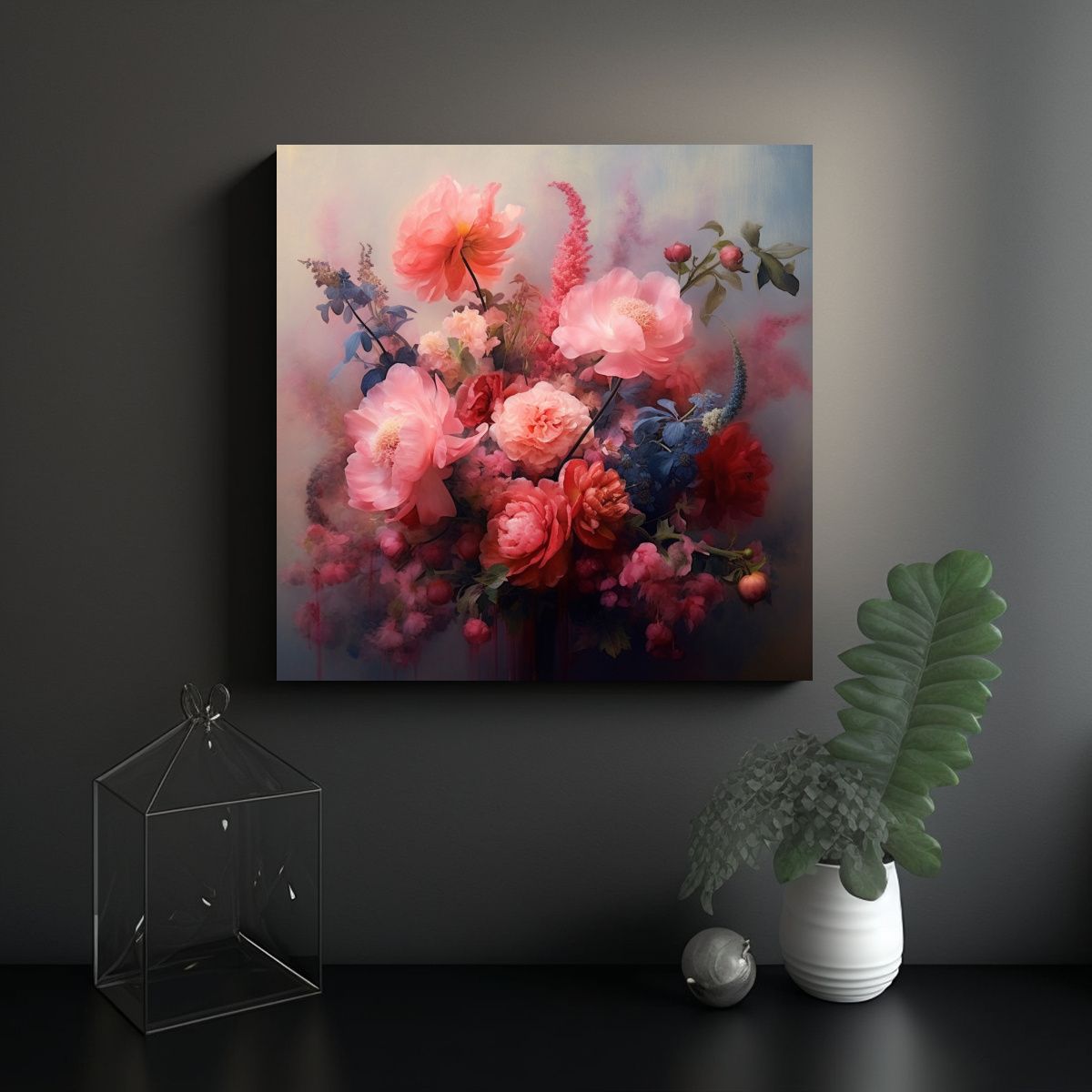 GENERICO - Cuadros Florales Con Simetría Espectacular En 100x100 Cm