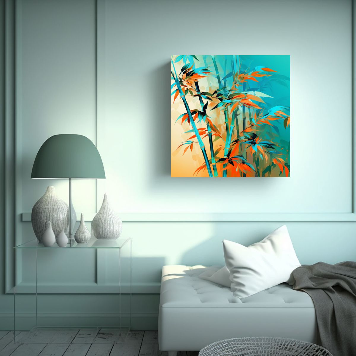 GENERICO - Pintura En Bastidor De Decoración De Bambú En 100x100 Cm