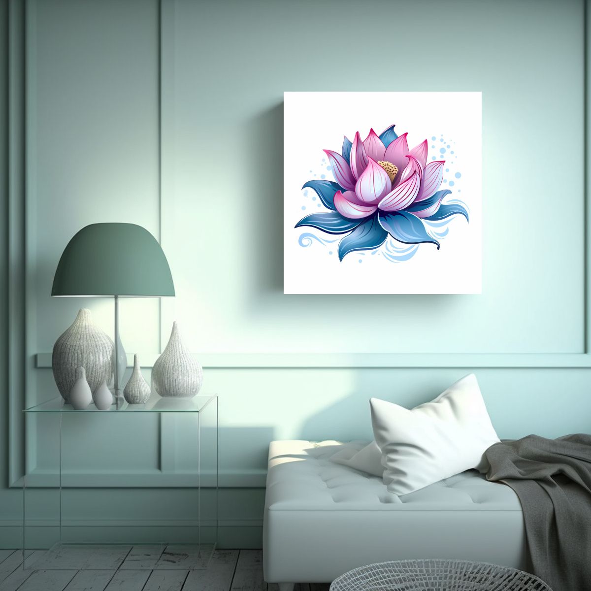 GENERICO - Concepto Canva Rectangular Tatuaje Flor De Loto 100x100 Cm