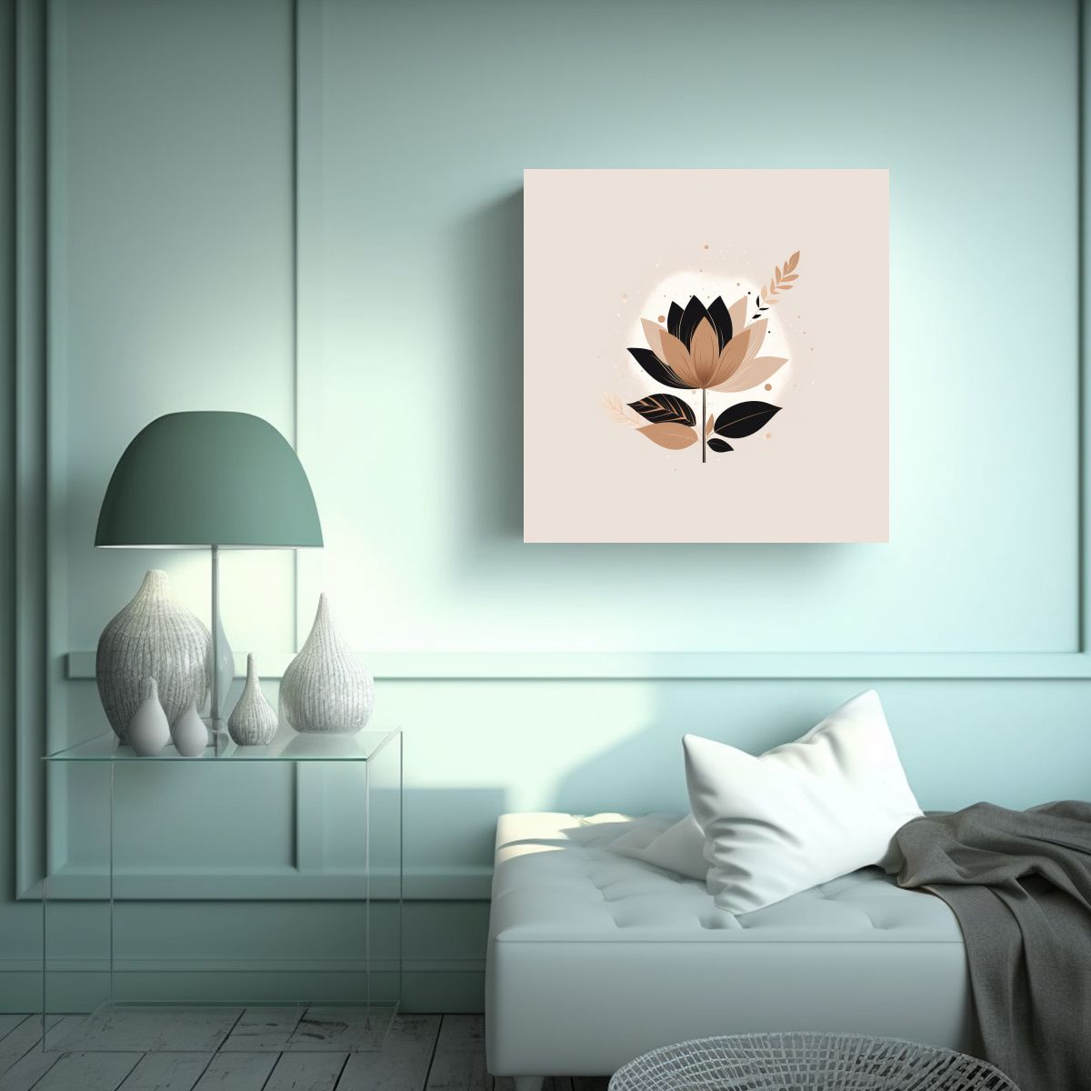 GENERICO - Elegante Minimalista Zen Boho Chic Flor Pintura 100x100 Cm