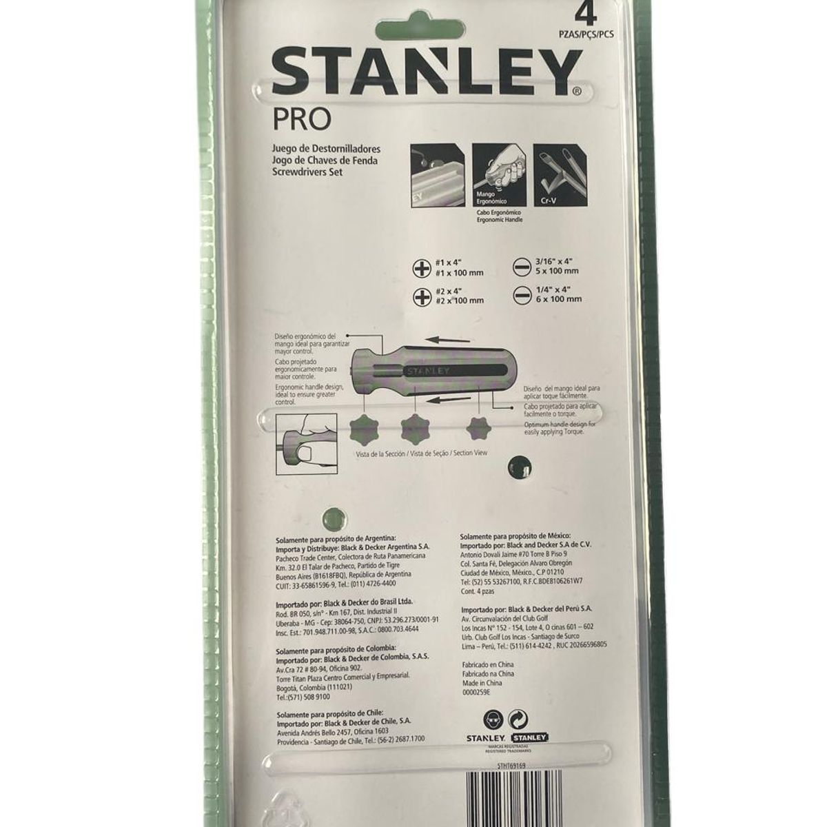 STANLEY - Set Kit 4 Destornilladores Pro Paleta Cruz Stanley STHT69169