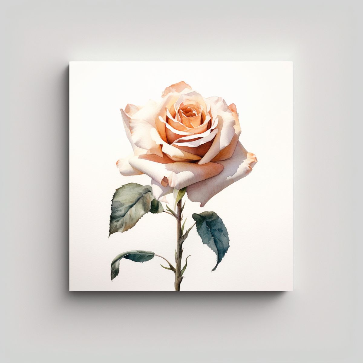 GENERICO - Cuadro De Rosa Blanca Acuarela En Tela De 100x100 Cm
