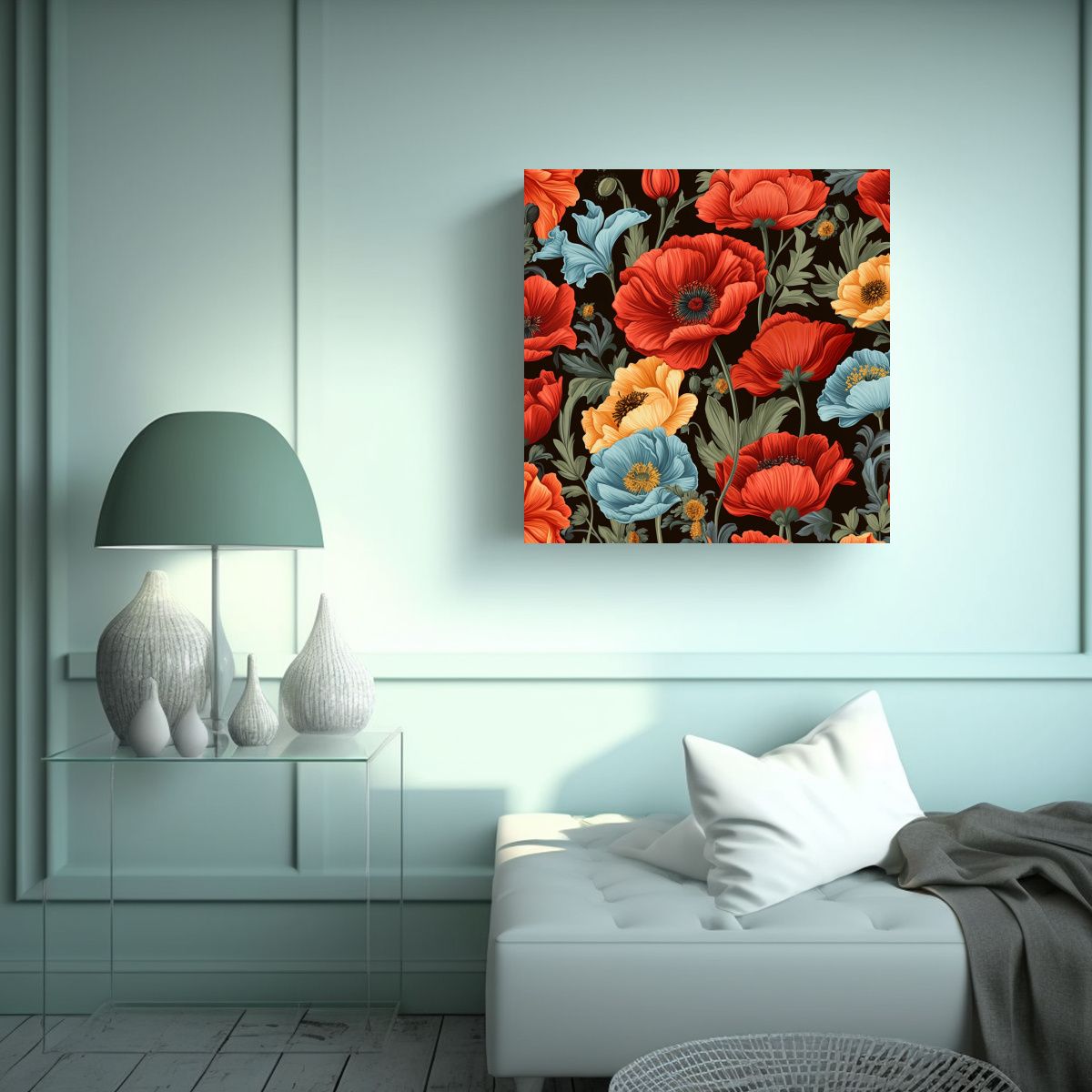 GENERICO - Diseño Intenso Patrón Continuo De Flores 100x100 Cm