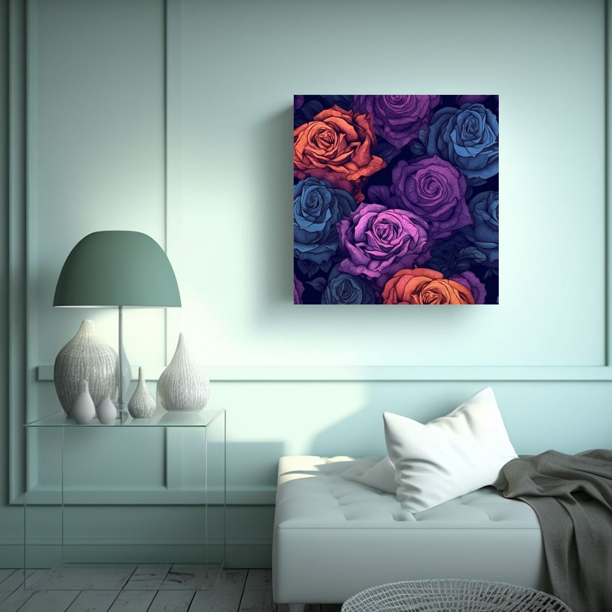 GENERICO - Arte De Moda Pared Lujo De Rosas Patrón 4K 100x100 Cm