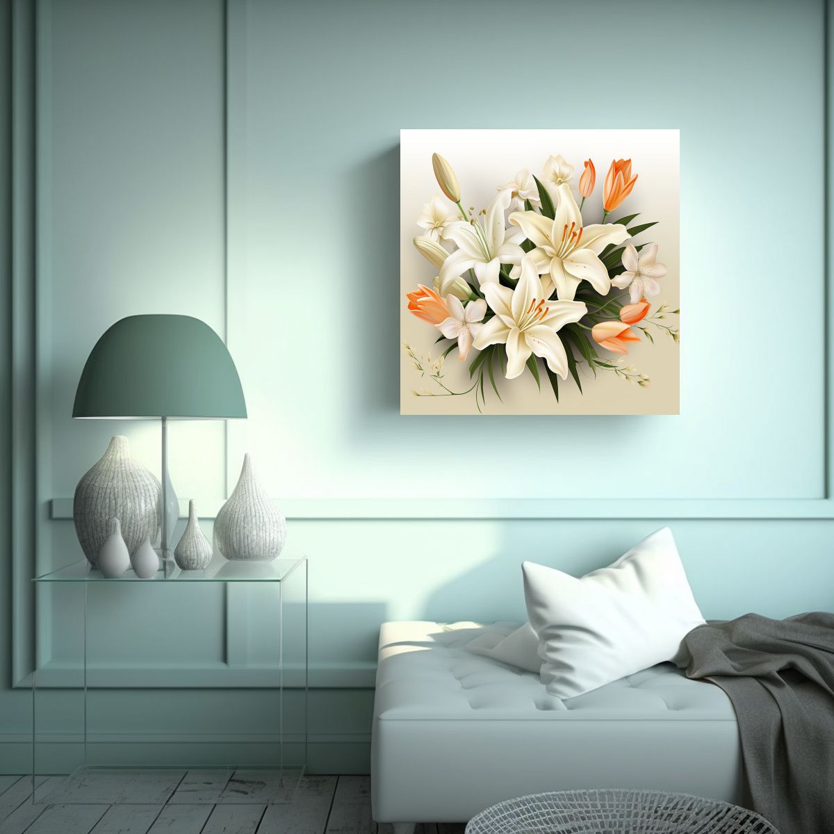 GENERICO - Textura 3D De Lirios Cuadros Decorativos Y 100x100 Cm