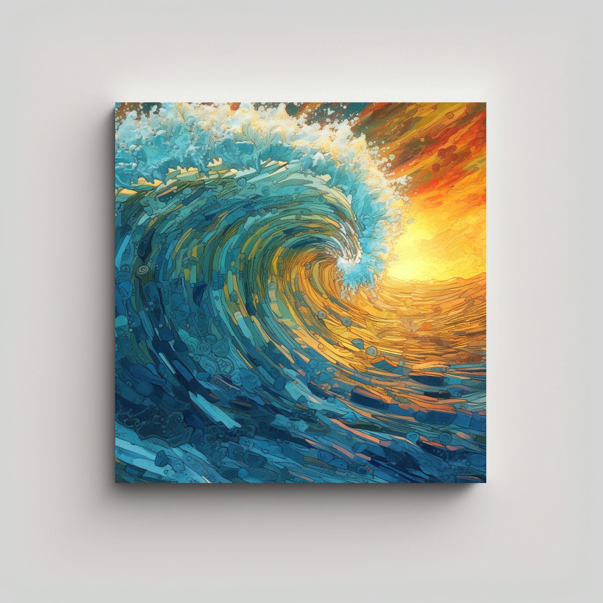 GENERICO - Pintura Verano Olas Del Océano Estilo Arte 100x100 Cm