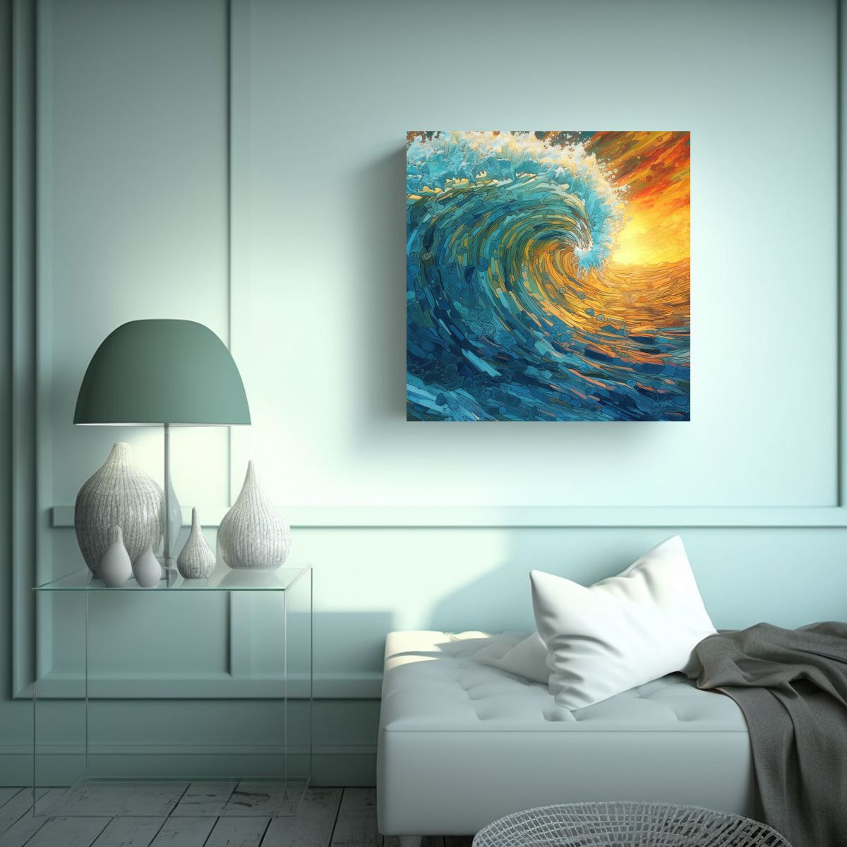 GENERICO - Pintura Verano Olas Del Océano Estilo Arte 100x100 Cm