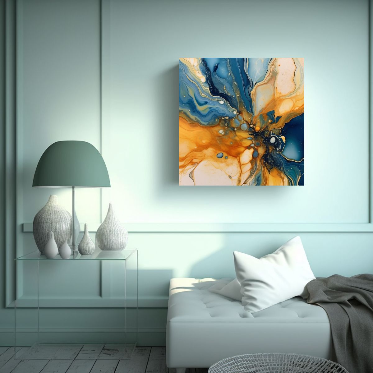 GENERICO - Pintura Abstracta De Arte Fluido Inspirada En 100x100 Cm