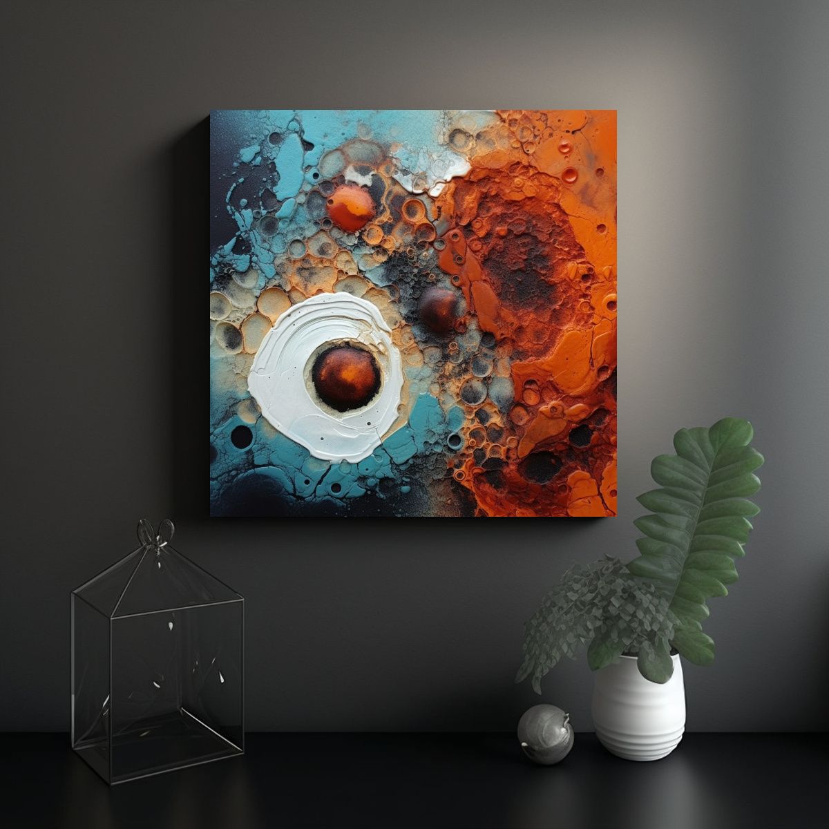 GENERICO - Pintura Abstracta En Tela Efecto Visual Moderno 100x100 Cm