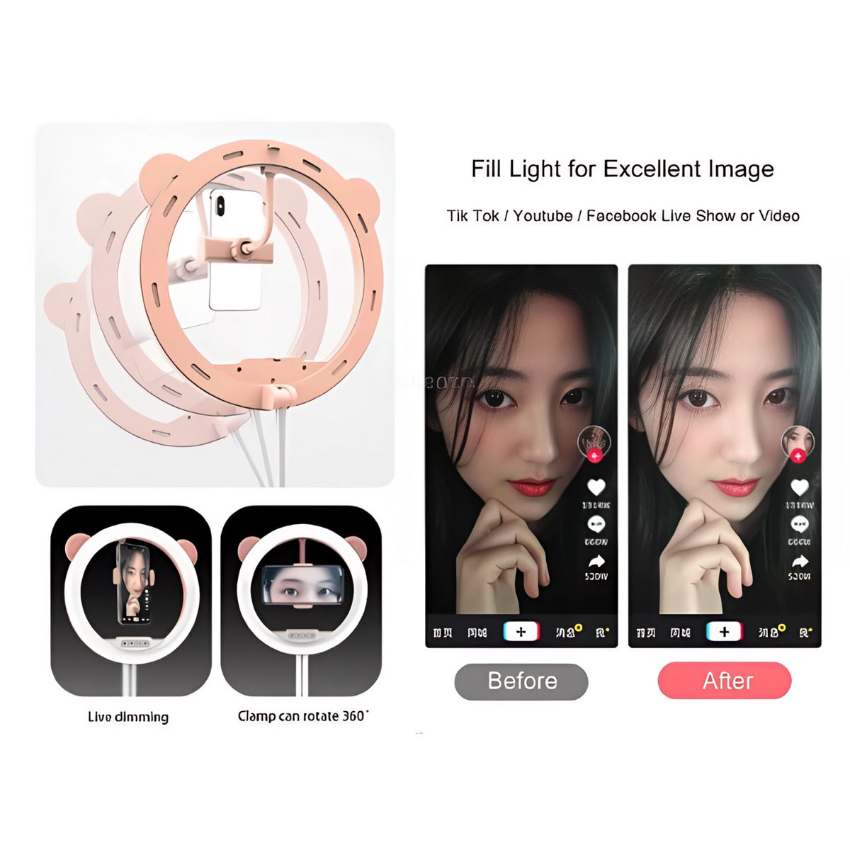 MOVI - Aro de Luz Portátil Con Base Redonda