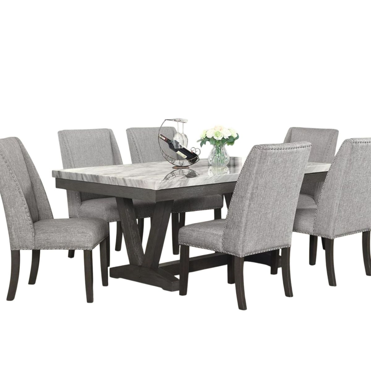 DANIELS - Juego de Comedor 6 Sillas Moderno Rodeus Mármol DC4093