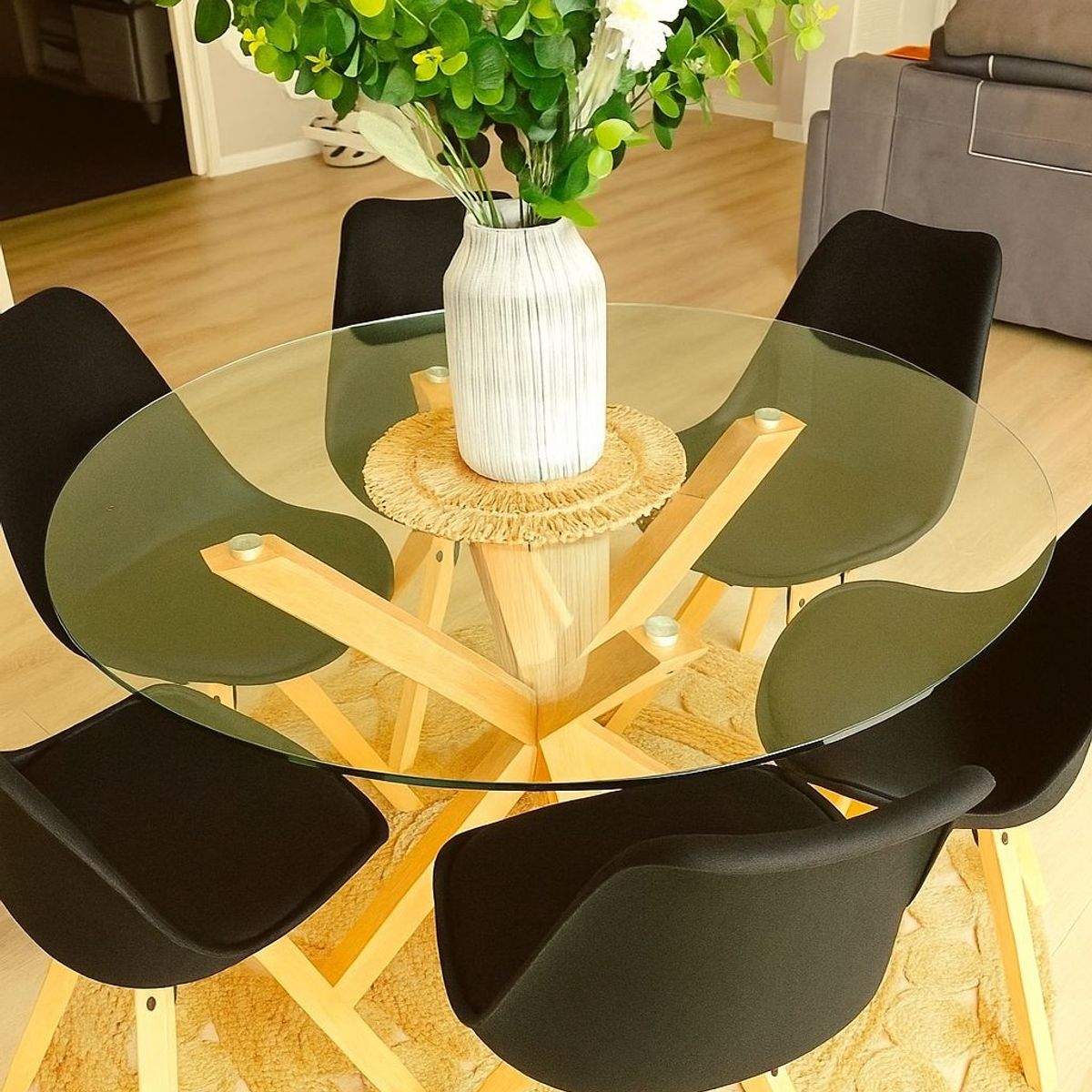 HABITA2 CHILE - Comedor Cross 120 cm -Negro 6 puestos…