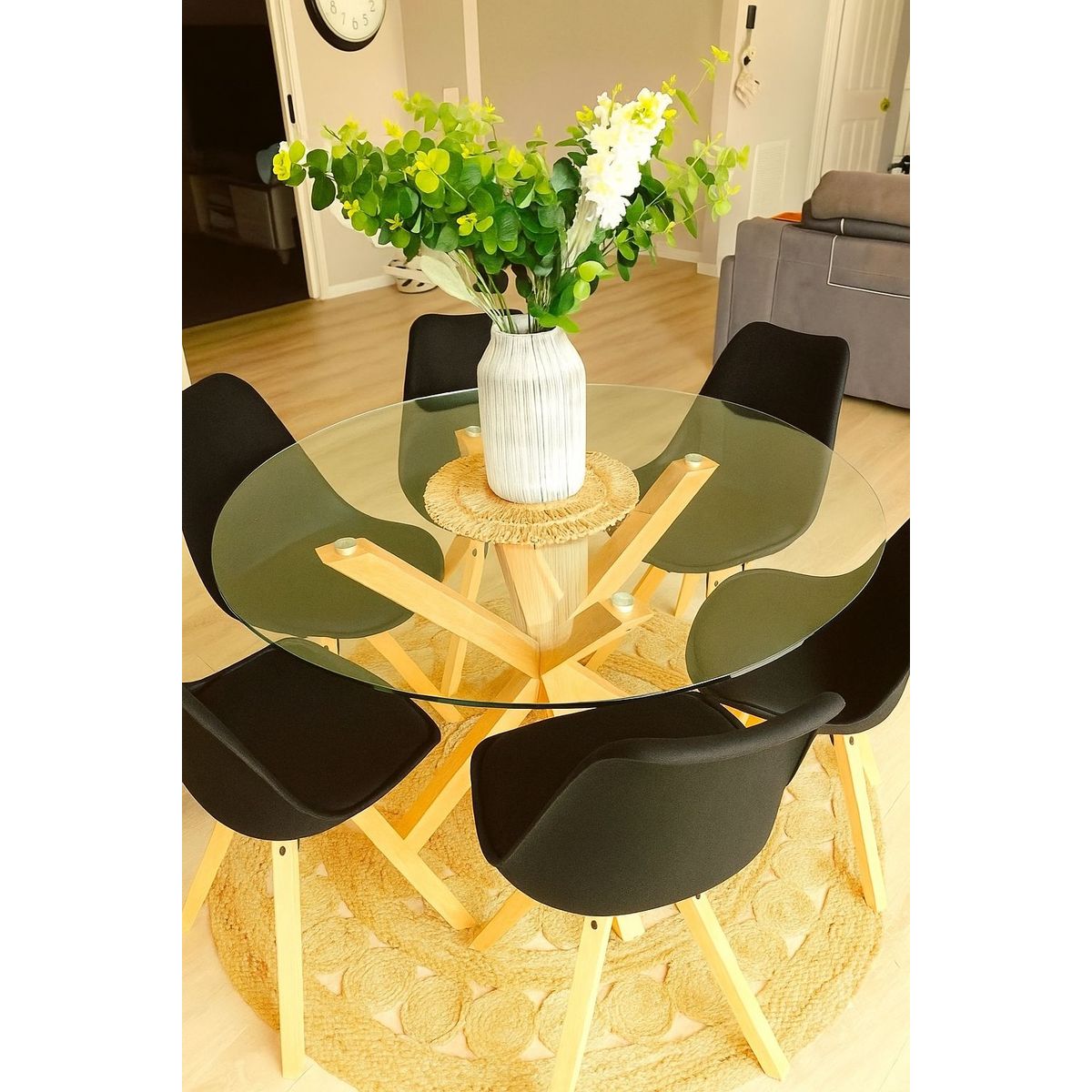 HABITA2 CHILE - Comedor Cross 120 cm -Negro 6 puestos…