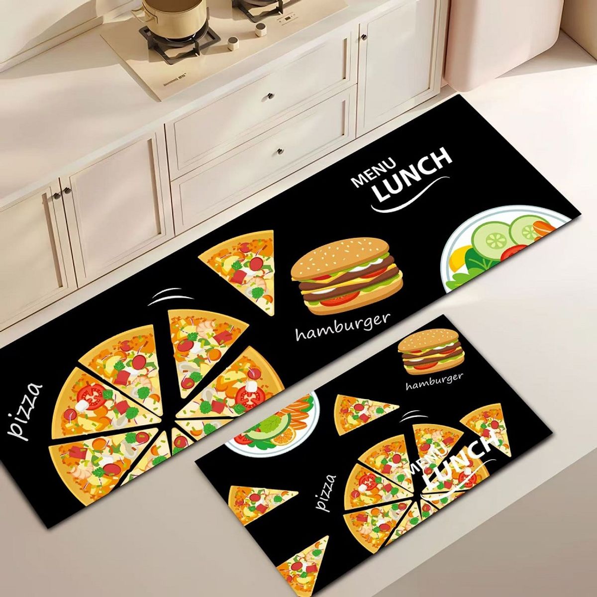 GENERICO - ALFOMBRA PARA COCINA 2 PIEZAS PIZZA TF