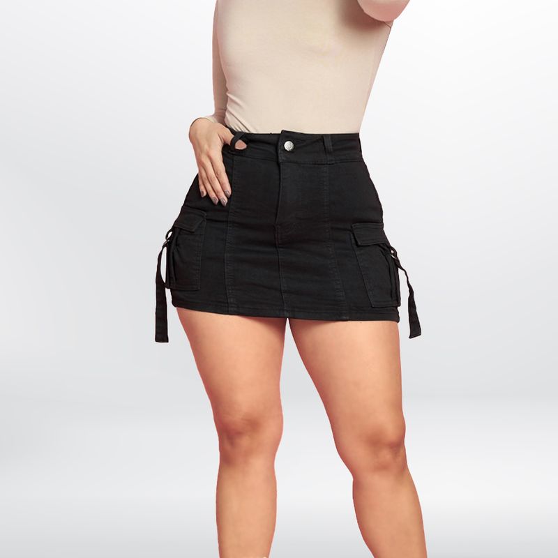 AGW - Falda Short Push Up Levanta Cola Corte Colombiano Tiro Alto