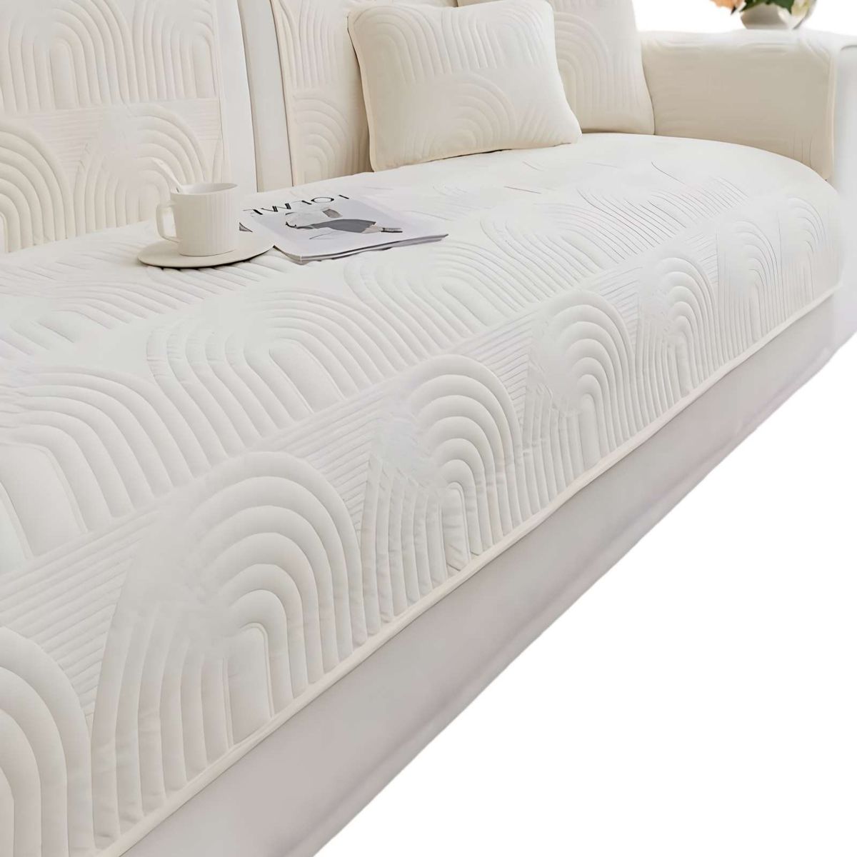 GENERICO - PACK DE 5 FUNDAS PARA SOFA CON DISEÑO J2 BLANCO